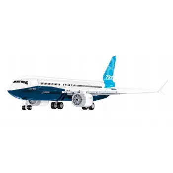 Ehituskomplekt Cobi Boeing 737-8 — 340 osa, soovitatav vanus 7+, sinine ja valge
