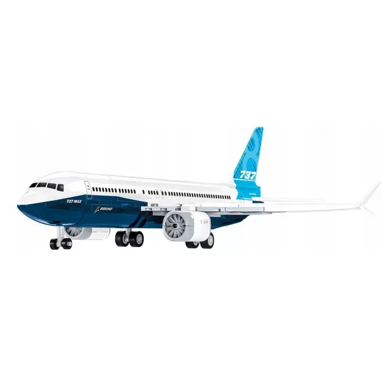 Ehituskomplekt Cobi Boeing 737-8 — 340 osa, soovitatav vanus 7+, sinine ja valge