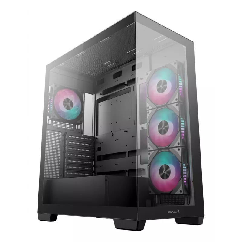 PC korpus DeepCool CG580 4F Midi Tower — ATX/ITX/MicroATX, karastatud klaas, 3×120mm+1×120mm ventilaatorid, 2×3.5-tolline ja 2×2.5-tolline, USB-A×2 USB-C×1, must