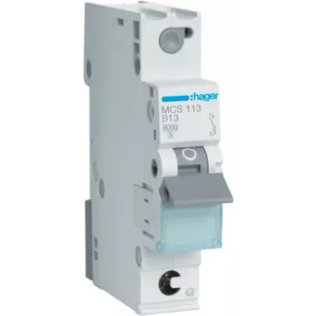 Hager MCS113. Nimivool: 13 A, AC-sisendsagedus: 50/60 Hz. Tüüp: C-tüüp, Moodulite arv (max): 1 moodul(it). Laius: 17,5 mm, Sügavus: 70 mm, Kõrgus: 83,4 mm (MCS113)