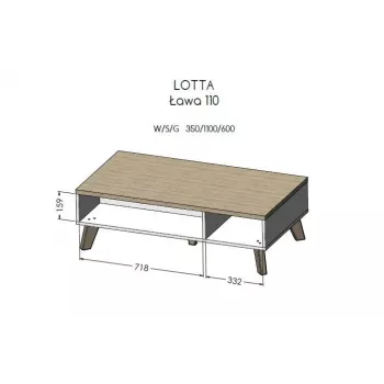 Cama LOTTA 110 Kohvilaud wotani tamm/mat must