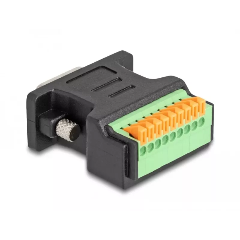 DeLOCK D-Sub 9 isane klemmiploki adapter vajutusnupuga