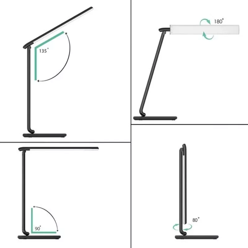 LED laualamp Aukey LT-T10 12W 3000–6500K — reguleeritava värvitemperatuuriga, must