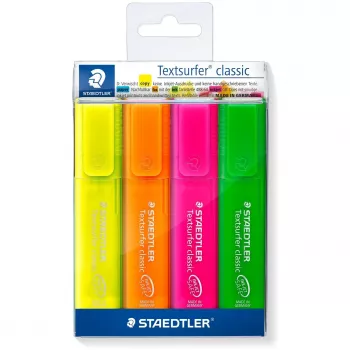 Marker Staedtler 364 P WP4 peitelotsikuga, roheline, oranž, roosa, kollane
