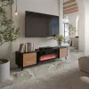 TV-kapp Cama Meble Volare 200 x 39 x 49 cm must/pähkel kaminaga