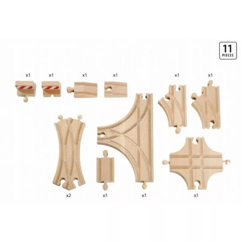 BRIO 33307 raudteekomplekt – 11 puidust detaili laiendamiseks