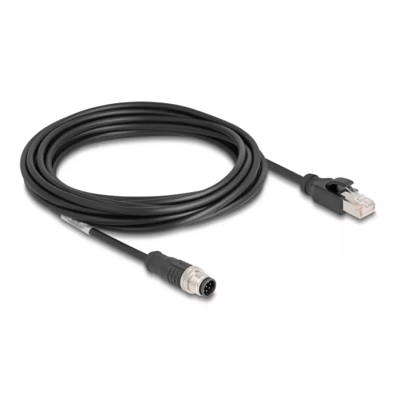 Võrgukaabel DeLOCK M12 kaabel A-kodeeritud 8 kontaktiga isane RJ45 isasele Cat5e 5 m Must