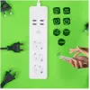 Pistikupesadega toitejuhe Tellur — WiFi nutikas toitejuhe 3 vahelduvvoolu pesa ja 4 USB pordiga (4 A)