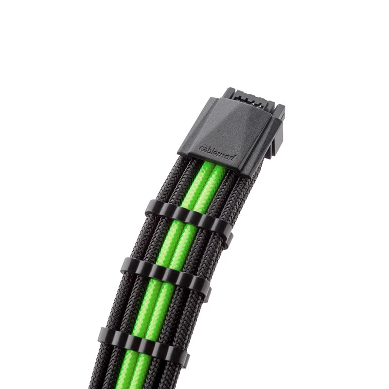 CableMod PRO ModMesh 12VHPWR kaabli pikenduskomplekt must/heleroheline, 3‑kontaktiline 16‑kontaktiline komplekt