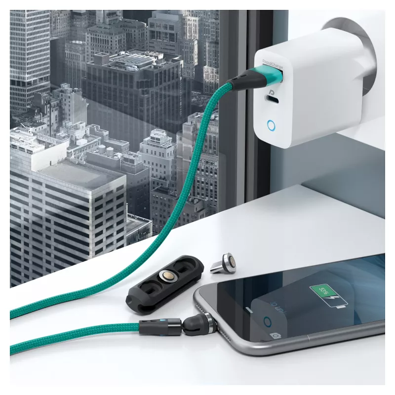 USB-kaabel RealPower MagneticCharge3 1m USB A Roheline