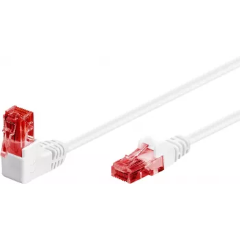 Goobay CAT 6 paigalduskaabel 1x 90° nurga all, U/UTP, valge, 1 m - riivi sakk üleval, CCA vase segu (51522)