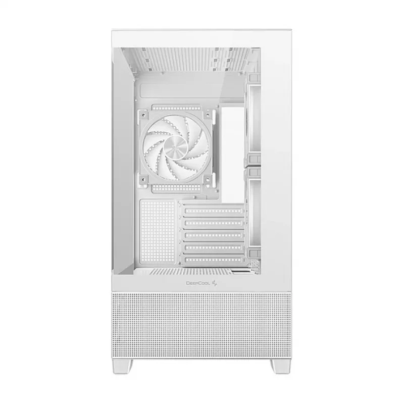 PC Midi Tower korpus DeepCool CG380 3F WH — Valge, 235×437×451 mm, toetab 2,5-tolliseid/3,5-tolliseid, alumine toiteplokk, 3x 120 mm ventilaatorid paigaldatud