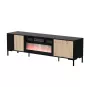 TV-kapp cama meble MERCI kaminaga, 180 x 40 x 53,5 cm, must pealispind, tamme artisani raam