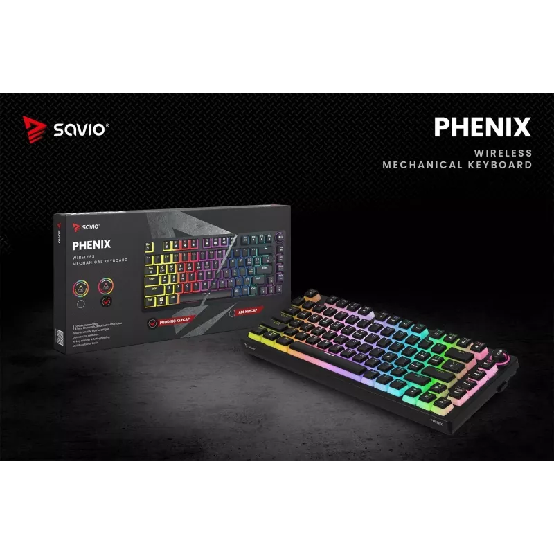 Mänguriklaviatuur Savio SAVGK-PHENIX RED PUDDING mehaaniline RGB juhtmevaba
