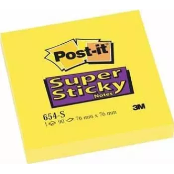 Post-It 654-S kleeppaberid ruudukujulised kollased 90 lehte (654-S6 (1 PAKK = 12 plokki))