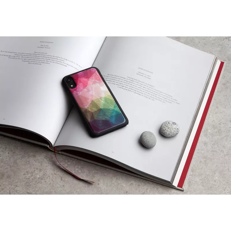 Nutitelefoni ümbris iKins iPhone XR-ile — vee-lillemustriga, must