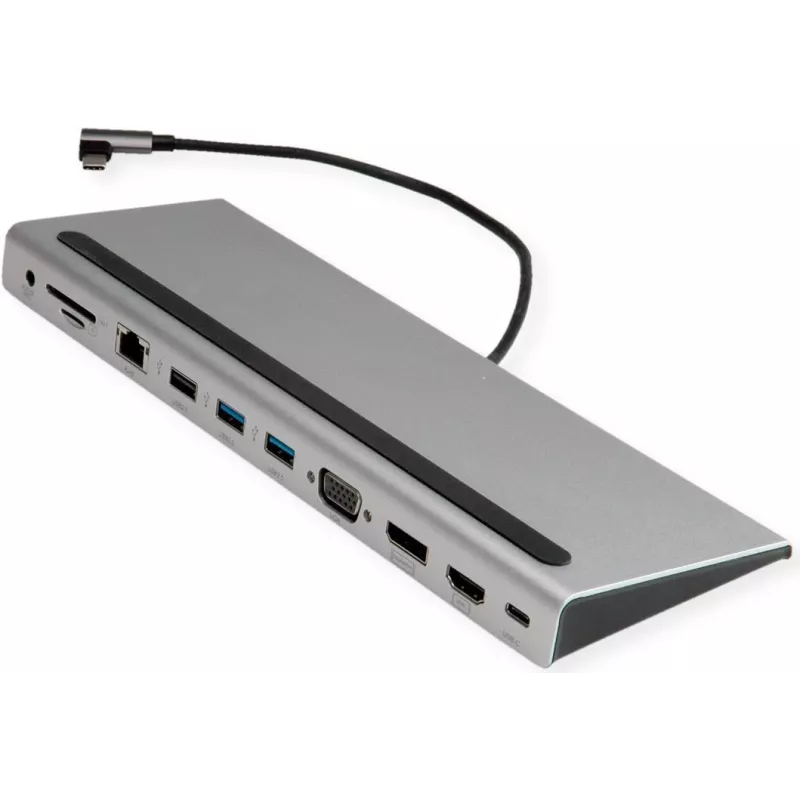 VALUE USB 3.2 Gen 2 Type C Mitmepordiline Dokkimisjaam, 4K HDMI/DP, VGA, USB, Kaardilugeja, PD, LAN, Heli (12.99.1117)