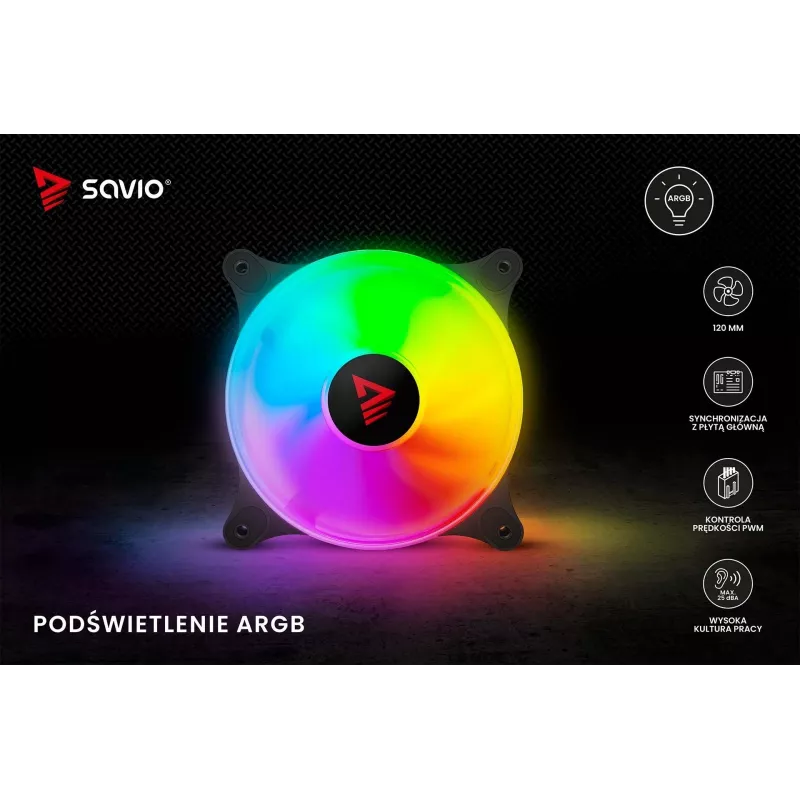 SAVIO Blast 120mm ARGB PWM korpusetuuleti - must