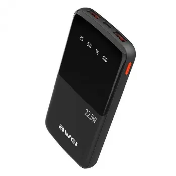 Awei PowerBank P10K 10000 MAh 22,5W Must/Must (10000mAh, 22W, 22,50Wh), Powerpank, Must