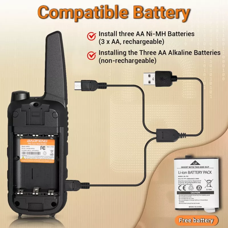 Walkie-Talkie Baofeng BF-T25E oranž, 2 tk