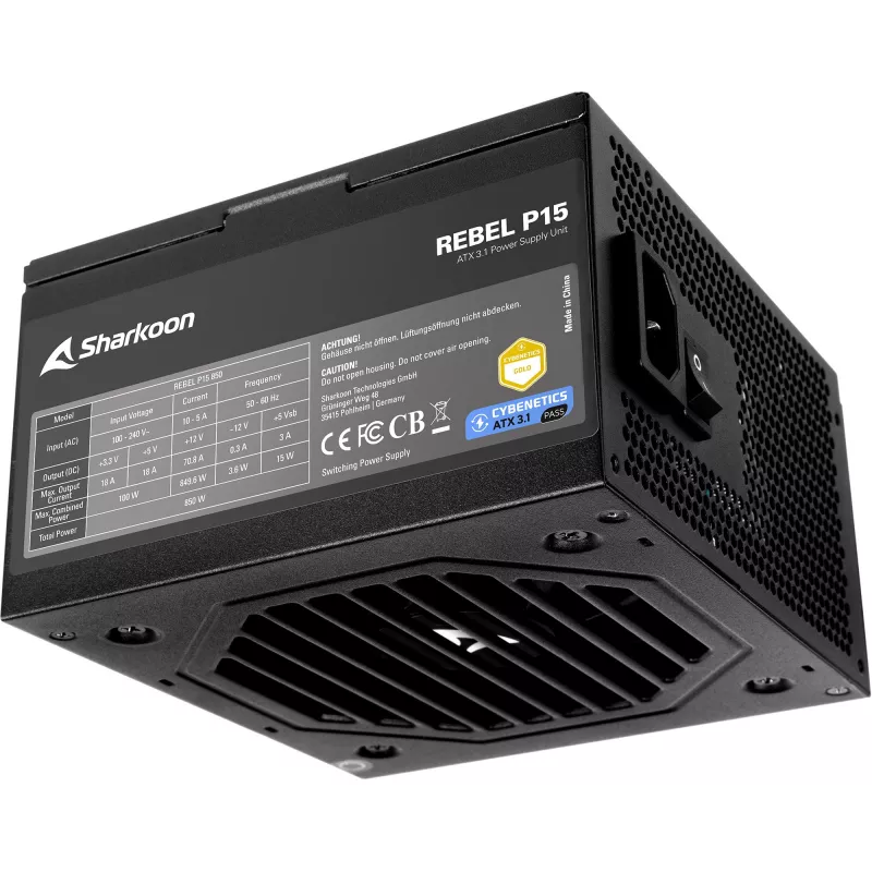 Rebel P15 850, PC-toiteplokk must, 1x 12-kontaktiline High Power GPU, 4x PCIe, kaablihaldus, 850 W