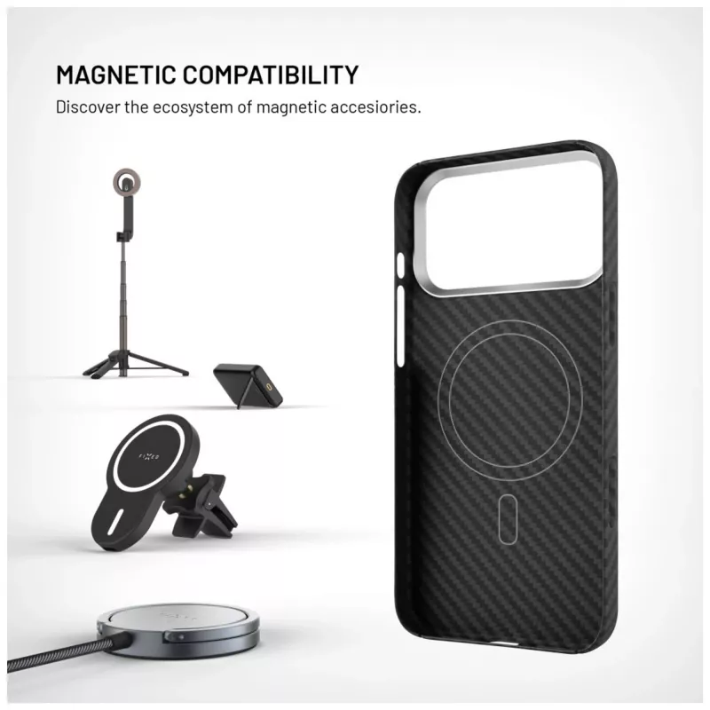 Kaitsev tagakaas FIXED Apple iPhone 17 Pro Max jaoks — aramiidkiud, must