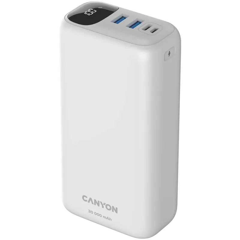 CANYON toitepank PB-301 LED 30000 mAh PD 20W QC 3.0 Valge
