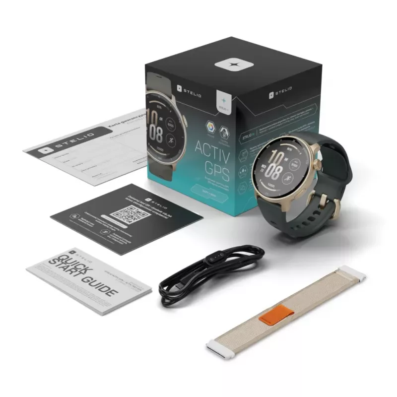 Nutikell Stelio STSWA101GD Activ GPS 46mm Kuldne — 46 mm GPS nutikell, kuldne korpus