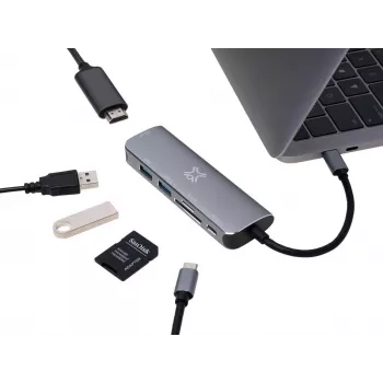 XWH-HUB6-13 XTREMEMAC USB-C HUB 6-pordiline Hõbedane (XWH-HUB6-13)