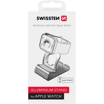 Alumiiniumist alus SWISSTEN 25005100 Apple Watchile — ühilduv laadijahoidik, hõbedane