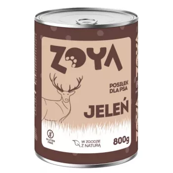 Märg koeratoit ZOYA Deer 800 g purk — täisväärtuslik toit täiskasvanud koerale hirvelihaga, 11,4% valku, 7,2% rasva, 75% niiskust