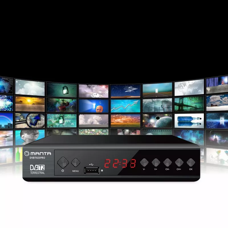 Digitaalne TV-vastuvõtja MANTA DVBT025PRO DVB-T2 Full HD tugi USB-salvestus
