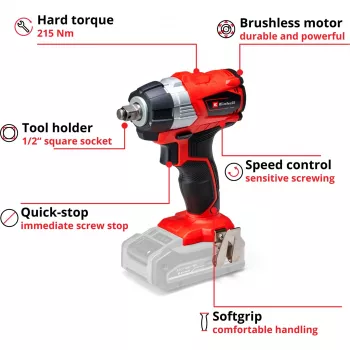 Löökvõtmevõti Einhell TE-CW 18Li 1/2 tolli 2900 p/min 215 N⋅m