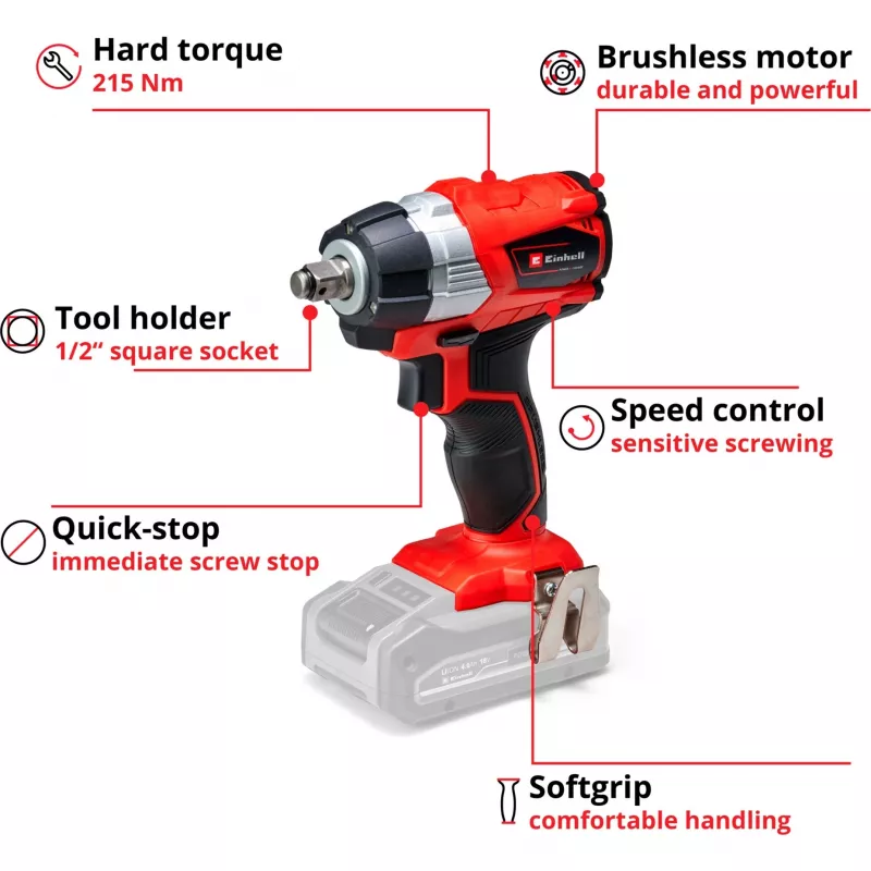 Löökvõtmevõti Einhell TE-CW 18Li 1/2 tolli 2900 p/min 215 N⋅m