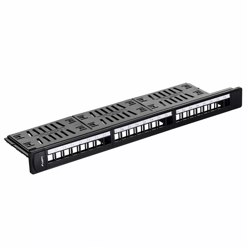 Patch panel 1U LANBERG PPKS-1124-B, 24 porti, 1U, ABS, must, 482.6×44.5×154 mm