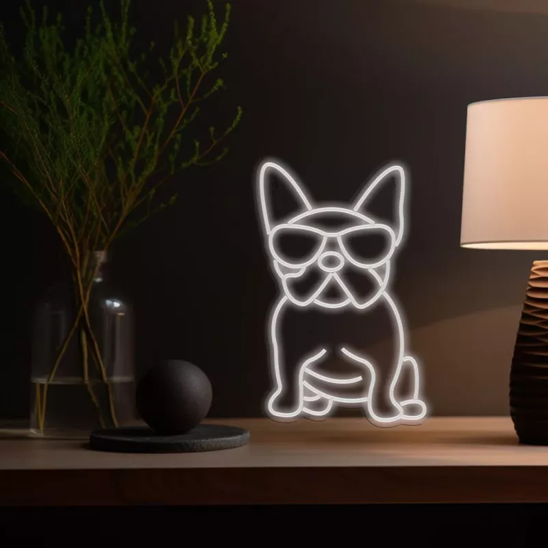 Neoonvalgusti MANTA Manta SNL66WH French Bulldog Valge — dekoratiivne LED-neoonsilt prantsuse buldogi kujul