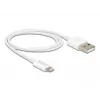 USB-andme- ja laadimiskaabel DeLOCK 83000 iPhone'i, iPadi ja iPodi jaoks, valge, 1 m