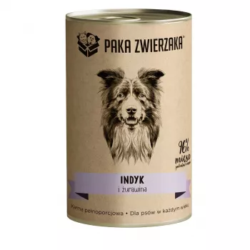 Märg koeratoit PAKA ZWIERZAKA kalkuni ja jõhvikatega 400 g purk, monoproteiin, gluteeni- ja sojavaba