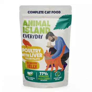 Märg kassitoit animal island Everyday linnuliha ja maks tarretises multipakk 12 x 85 g, täiskasvanud, gluteeni- ja sojavaba
