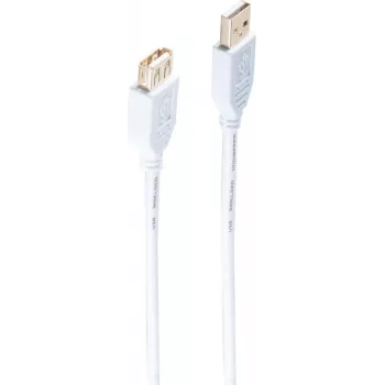 shiverpeaks ®-BASIC-S--USB pikenduskaabel, A-tüüpi pistik A-tüüpi pesasse, HIGH SPEED, kullatud kontaktidega, USB 2.0, valge, 1,8 m (BS77122-W)