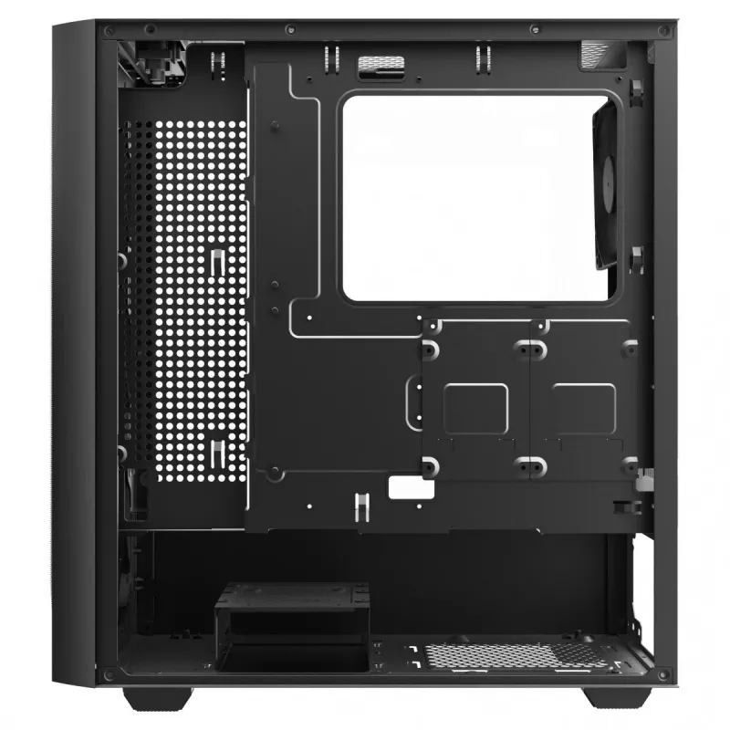 Arvuti korpus SAVIO Noctis Flow — kuubikujuline, Mini‑ITX/Micro‑ATX/ATX, 3x120 mm ees, 1x120 mm taga, 2x3,5 tolli + 3x2,5 tolli pesad, karastatud klaas