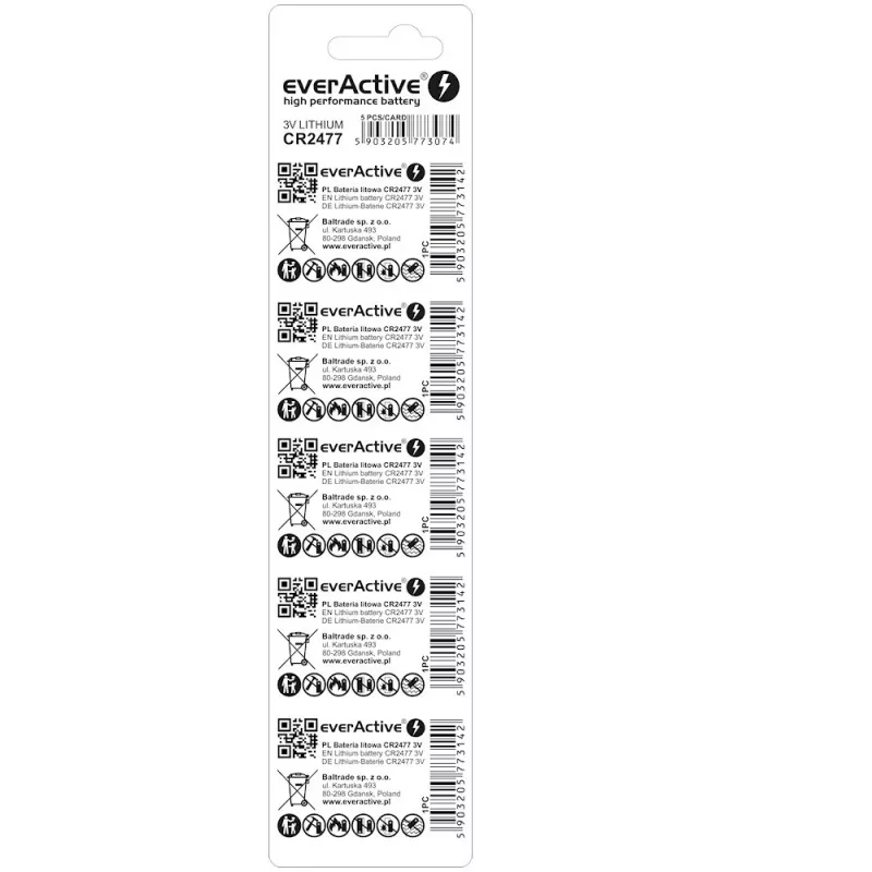 Liitiumpatarei everActive CR2477 - blisterpakendis 5 tk.