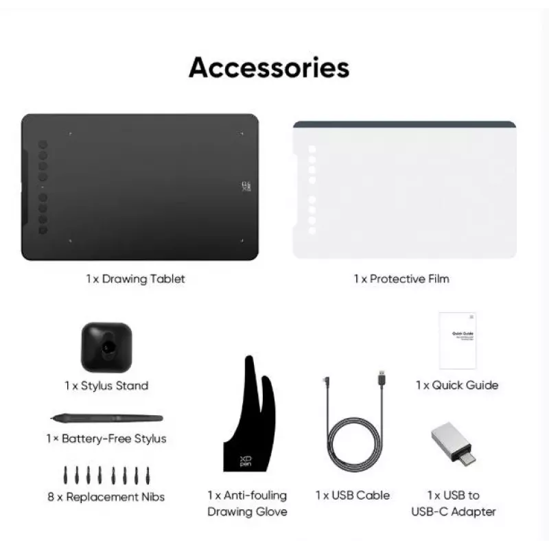 Graafikatahvel XP-Pen DECO 01 V3 — 5080 lpi, 254 x 158,75 mm, Must, USB (traadiga ja traadita)