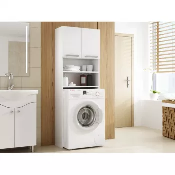 Top e Shop PRALKA POLA BIEL vannitoakapp riiulid — valge, vabaltseisev, 4 riiulit, 640×300×1830 mm
