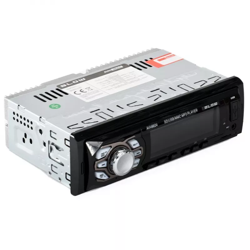 Autoraadio BLOW AVH-8624 — FM RDS, 45W RMS, Bluetooth, USB, MicroSD, AUX, LCD-ekraan, kaugjuhtimispult, must