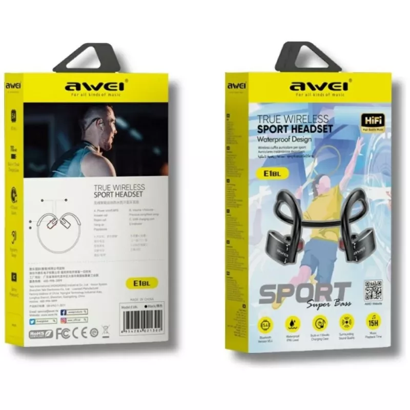 Bluetooth kõrvaklapid Awei E1BL spordi must