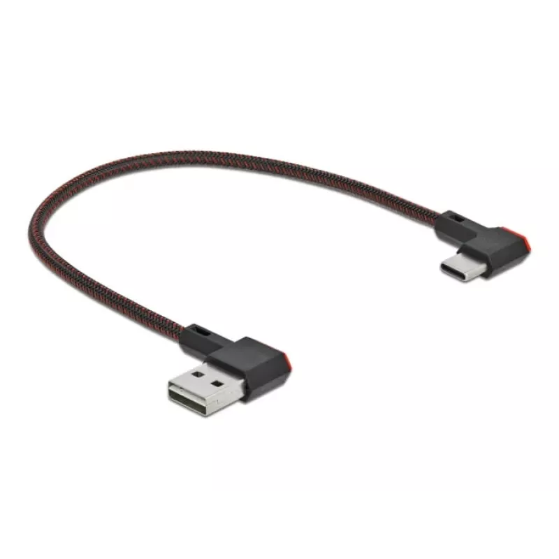 USB-kaabel DeLOCK EASY-USB 2.0 Type-A-pistik USB-C isasele nurgeline 0,2 m must