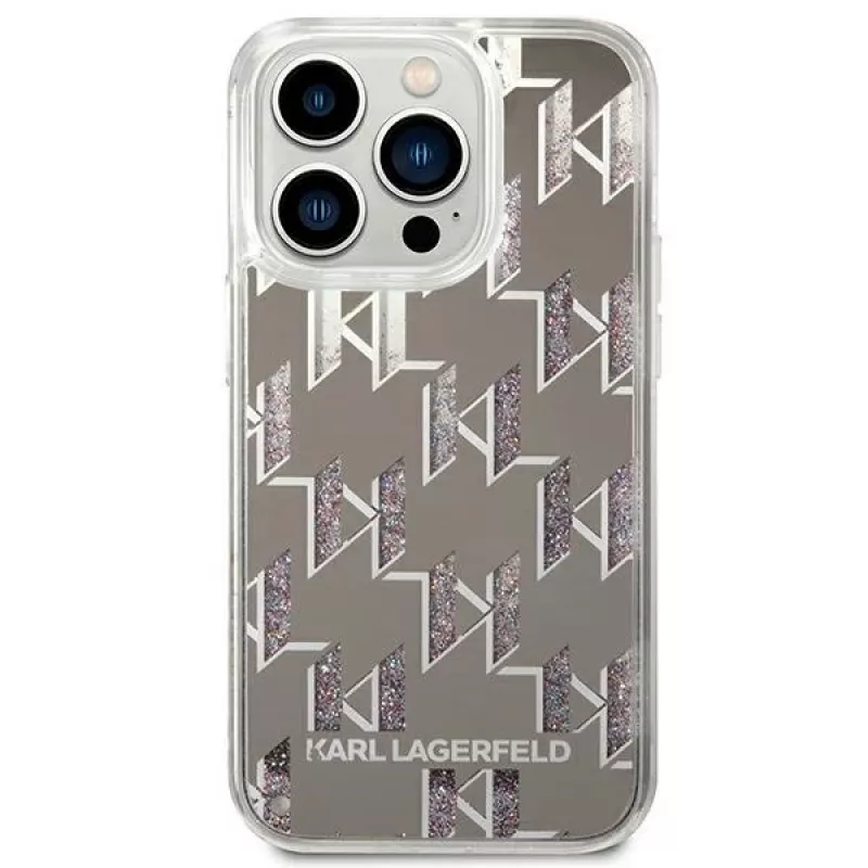 Karl Lagerfeld KLHCP14XLMNMS iPhone 14 Pro Max 6.7 kõva kate hõbedane / hõbedane Liquid Glitter Monogram