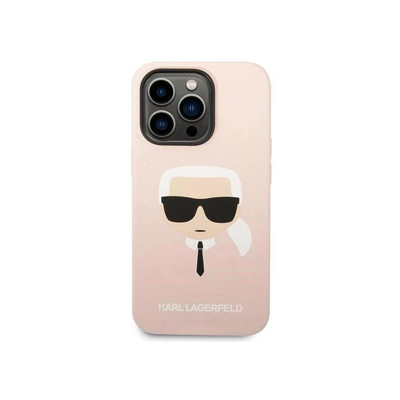 Karl Lagerfeld KLHMP14XSLKHLP iPhone 14 Pro Max 6.7 kõva ümbris heleroosa / heleroosa Silikoon Karl tolline Pea Magsafe