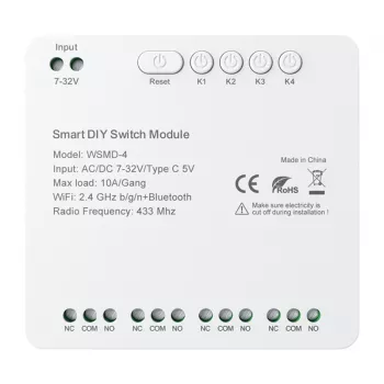 Smart switch module Avatto DIY WSMD-4 32V — 4-kanaliline 32V juhtimismoodul isetegemisprojektidele